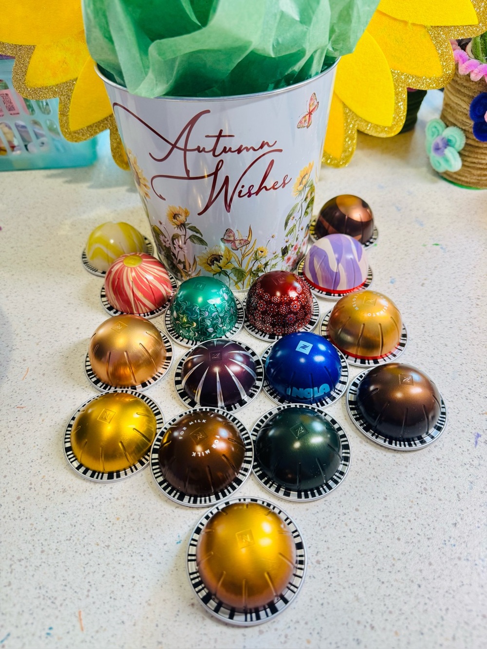 Nespresso VERTUO 15 flavors sampler gift set  Wishes Assorted Metallic tin